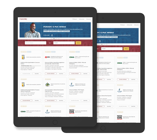 imagens com mockups de um ipad com o portal da fumarc aberto